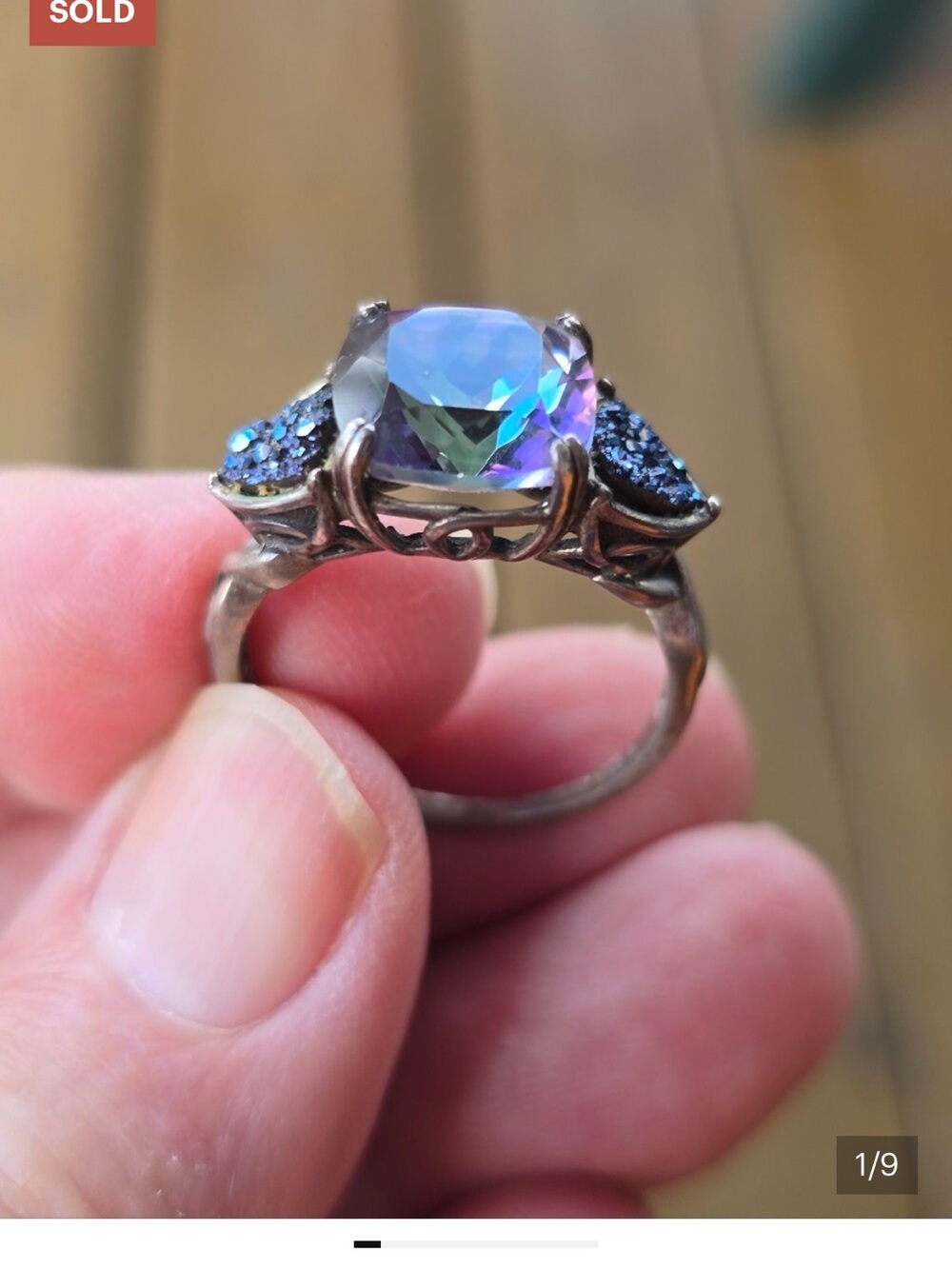 Mystic Topaz Cushion Cocktail Ring in Blue-Purple - Picture 3 of 9